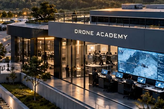 AAI Drone Academy training centre with operators at mission control consoles